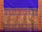 Blue Paithani Silk Handloom Saree with Ashavali Border Design - Global Threads | Grocsy