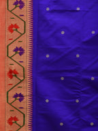 Blue Paithani Silk Handloom Saree with Ashavali Border Design - Global Threads | Grocsy