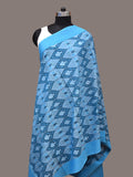 Blue Pochamaplly Ikat Cotton Handloom Dupatta with Grill Design - Global Threads | Grocsy
