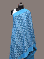 Blue Pochamaplly Ikat Cotton Handloom Dupatta with Grill Design - Global Threads | Grocsy