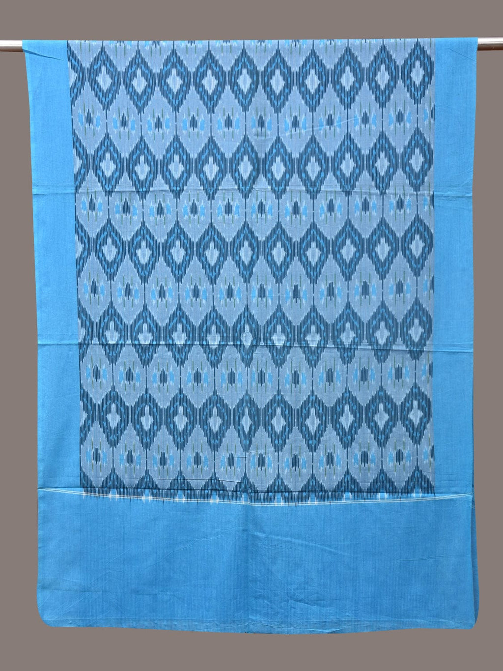 Blue Pochamaplly Ikat Cotton Handloom Dupatta with Grill Design - Global Threads | Grocsy