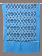 Blue Pochamaplly Ikat Cotton Handloom Dupatta with Grill Design - Global Threads | Grocsy