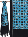 Blue Pochampally Ikat Telia Cotton Handloom Dupatta - Global Threads | Grocsy