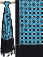 Blue Pochampally Ikat Telia Cotton Handloom Dupatta - Global Threads | Grocsy