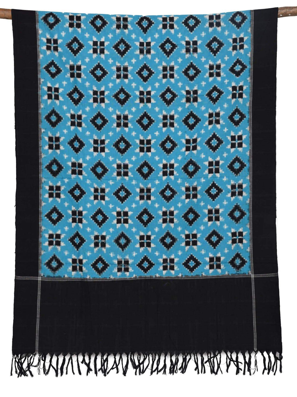 Blue Pochampally Ikat Telia Cotton Handloom Dupatta - Global Threads | Grocsy