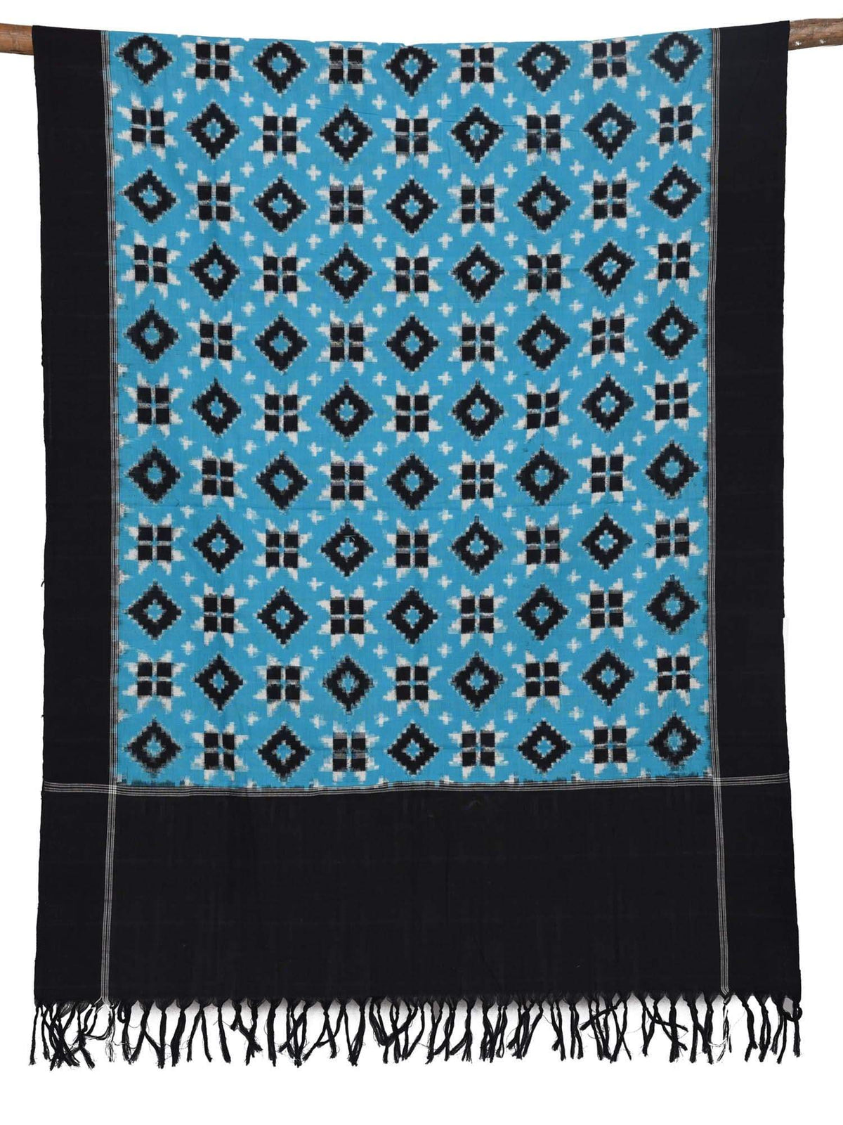 Blue Pochampally Ikat Telia Cotton Handloom Dupatta - Global Threads | Grocsy