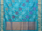 Blue Uppada Silk Handloom Saree with All Over Floral Design - Global Threads | Grocsy