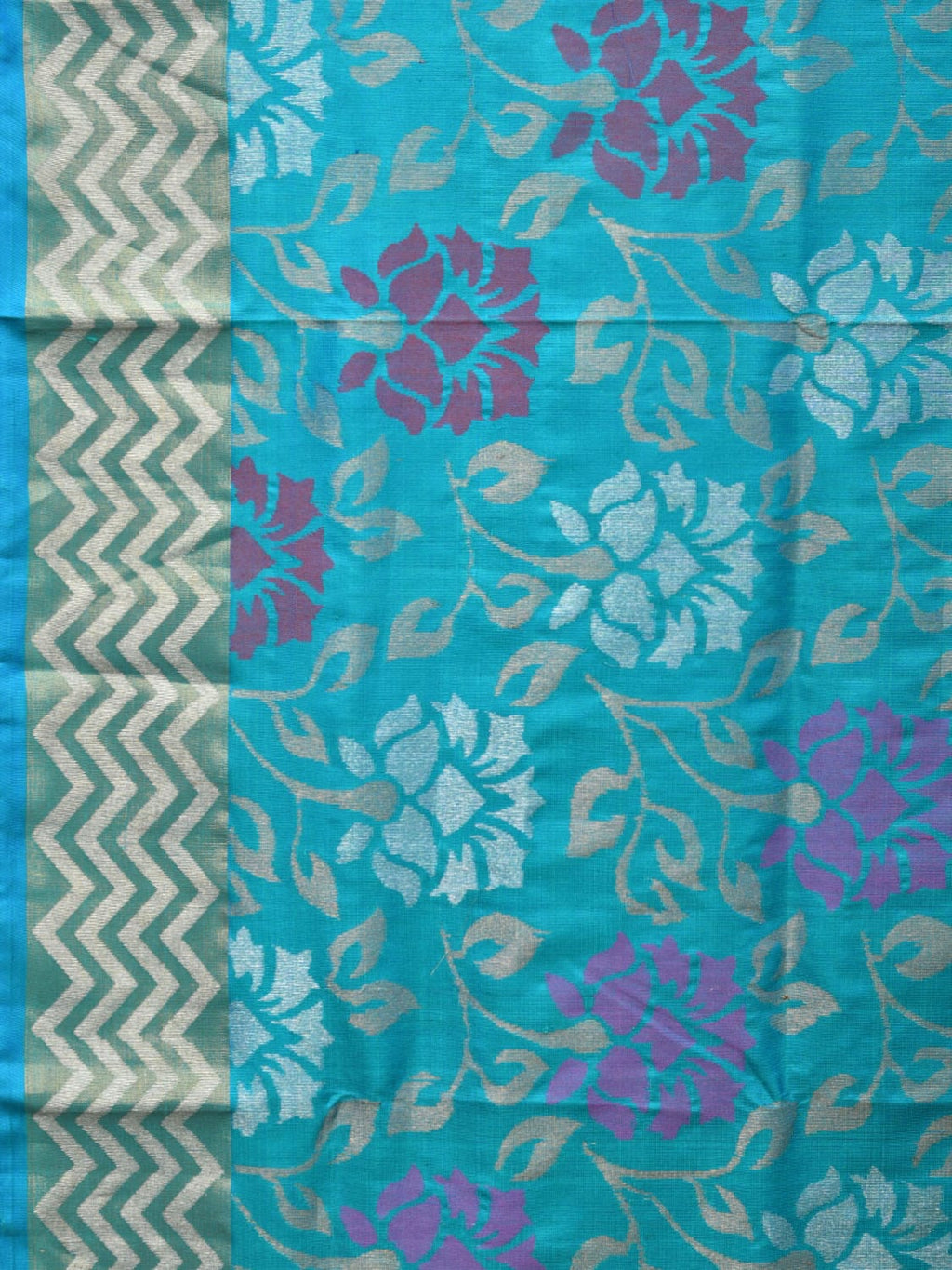 Blue Uppada Silk Handloom Saree with All Over Floral Design - Global Threads | Grocsy