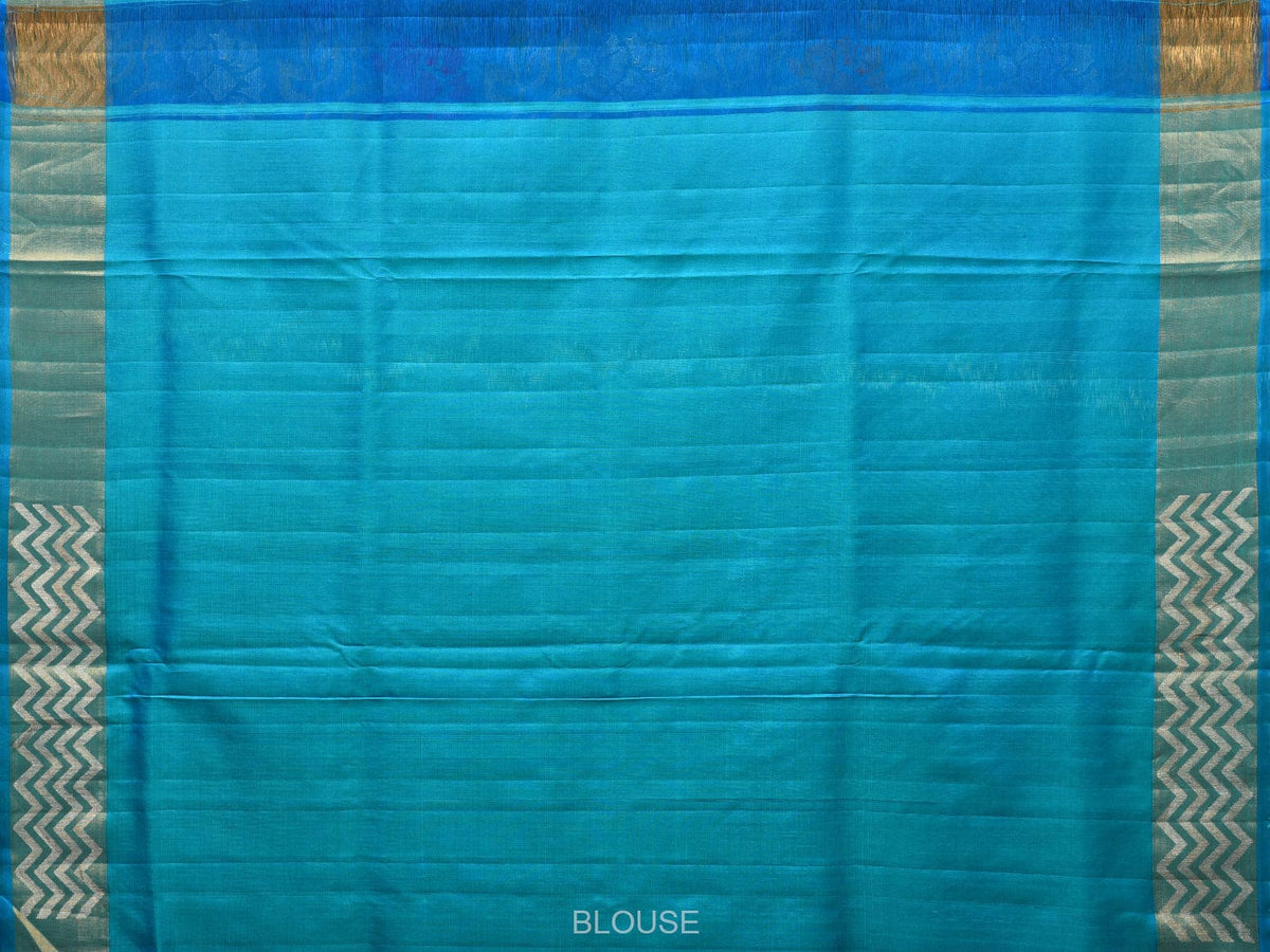 Blue Uppada Silk Handloom Saree with All Over Floral Design - Global Threads | Grocsy