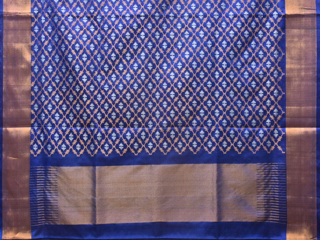 Blue Uppada Silk Handloom Saree with All Over Jamdani Design - Global Threads | Grocsy