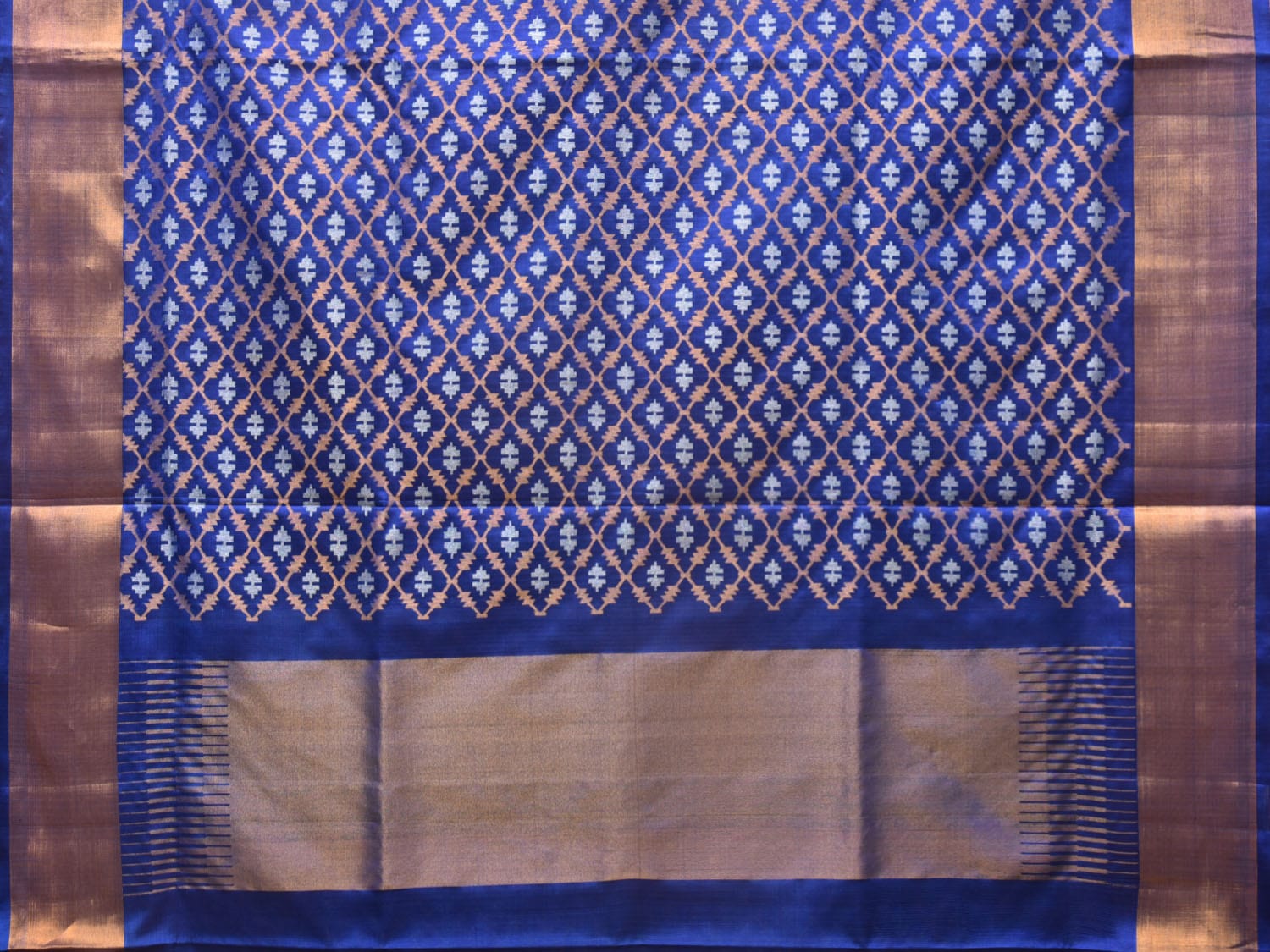 Blue Uppada Silk Handloom Saree with All Over Jamdani Design - Global Threads | Grocsy
