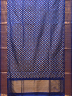 Blue Uppada Silk Handloom Saree with All Over Jamdani Design - Global Threads | Grocsy