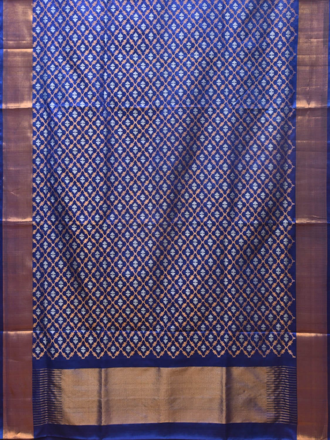Blue Uppada Silk Handloom Saree with All Over Jamdani Design - Global Threads | Grocsy