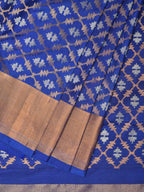 Blue Uppada Silk Handloom Saree with All Over Jamdani Design - Global Threads | Grocsy