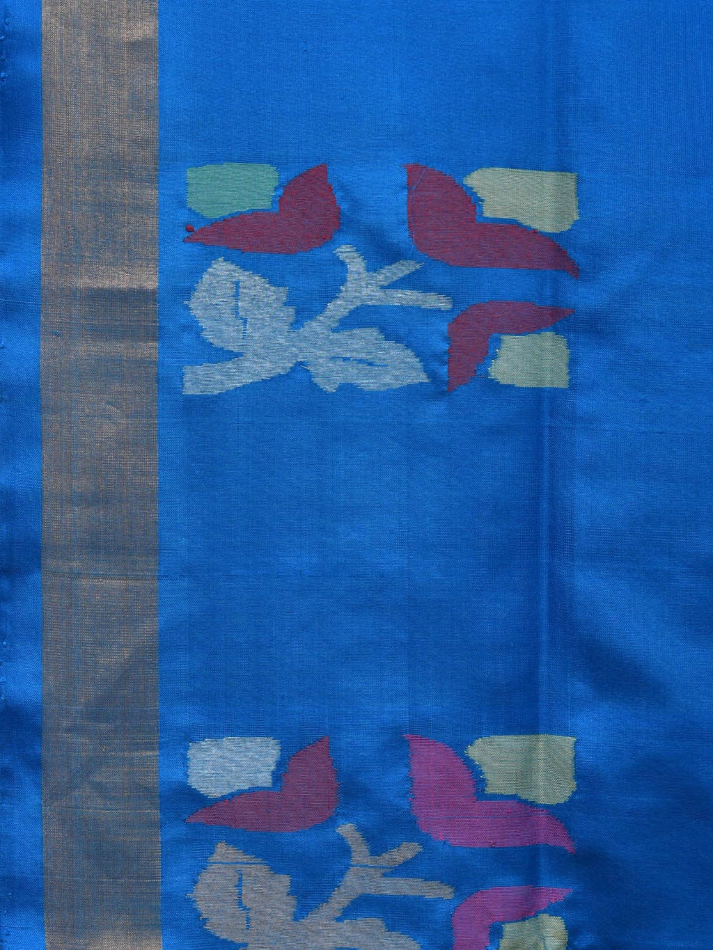 Blue Uppada Silk Handloom Saree with Border and Pallu Buta Design - Global Threads | Grocsy