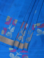 Blue Uppada Silk Handloom Saree with Border and Pallu Buta Design - Global Threads | Grocsy