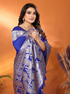Anaita Blue Banarasi Silk Saree With Weaving Work | Grocsy