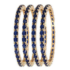 Gold-Polished Alloy Designer Blue Combo Of Ad Bangles - The Pari