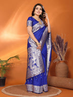Anaita Blue Banarasi Silk Saree With Weaving Work | Grocsy