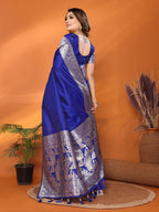 Anaita Blue Banarasi Silk Saree With Weaving Work | Grocsy