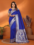 Anaita Blue Banarasi Silk Saree With Weaving Work | Grocsy
