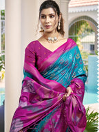 Anaita Blue Silk Saree With Blouse Piece | Grocsy