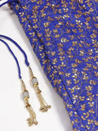 Tulsi Art Blue & Golden Semi-Stitched Myntra Party Wear Lehenga & Unstitched Blouse With Dupatta | Grocsy