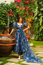 Aayaa Designer Printed Tebby Silk Suit - Multi Color | Grocsy