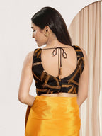 Joban Fashion Mustard Organza Padded Blouse With Sweetheart Neck Sleeveless | Grocsy