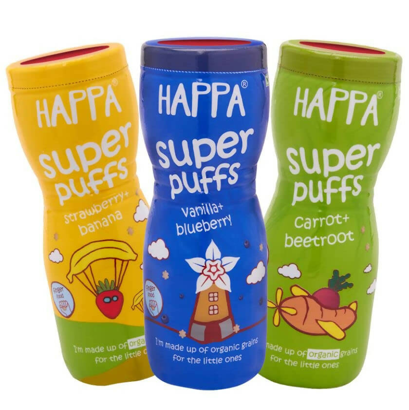 Happa Organic Multigrain Super Puffs Combo Of 3 (8 Months+) | Grocsy