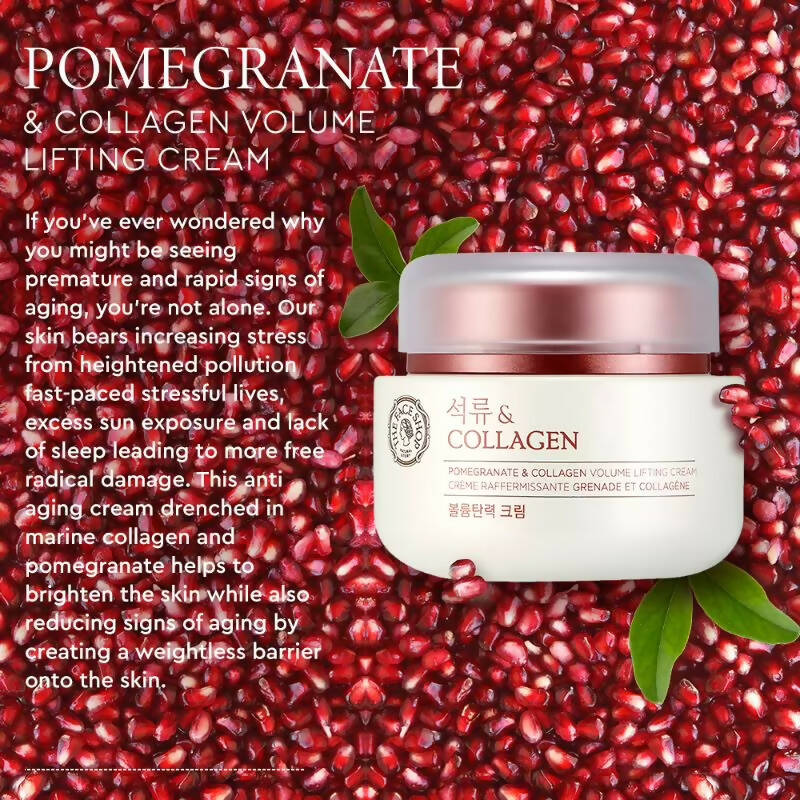 The Face Shop Pomegranate & Collagen Volume Lifting Cream - Korean Skincare | Grocsy