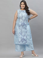 Sztori Plus Size Printed Gotta Patti Straight Kurta with Palazzos | Grocsy