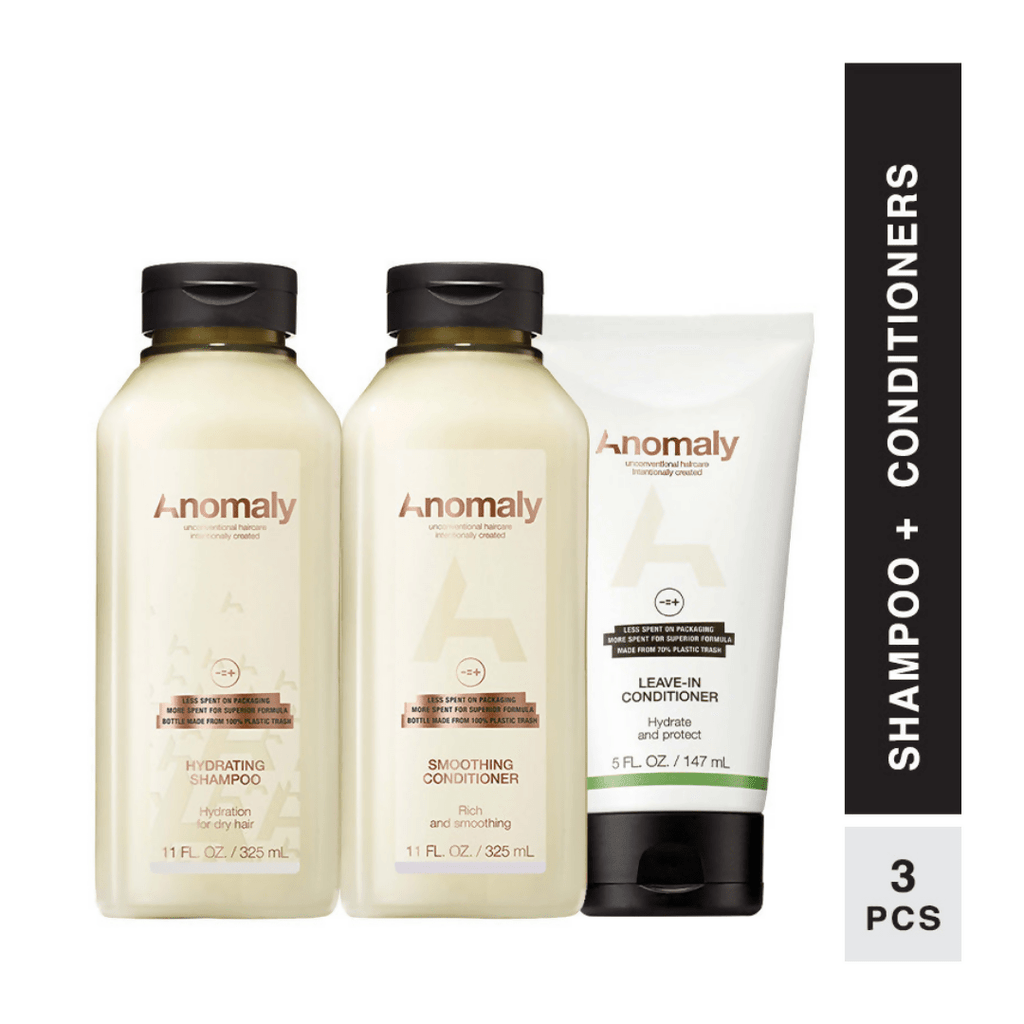 Anomaly by Priyanka Chopra Hydrating Shampoo, Smoothing Conditioner & Leave-In Conditioner Combo | Grocsy