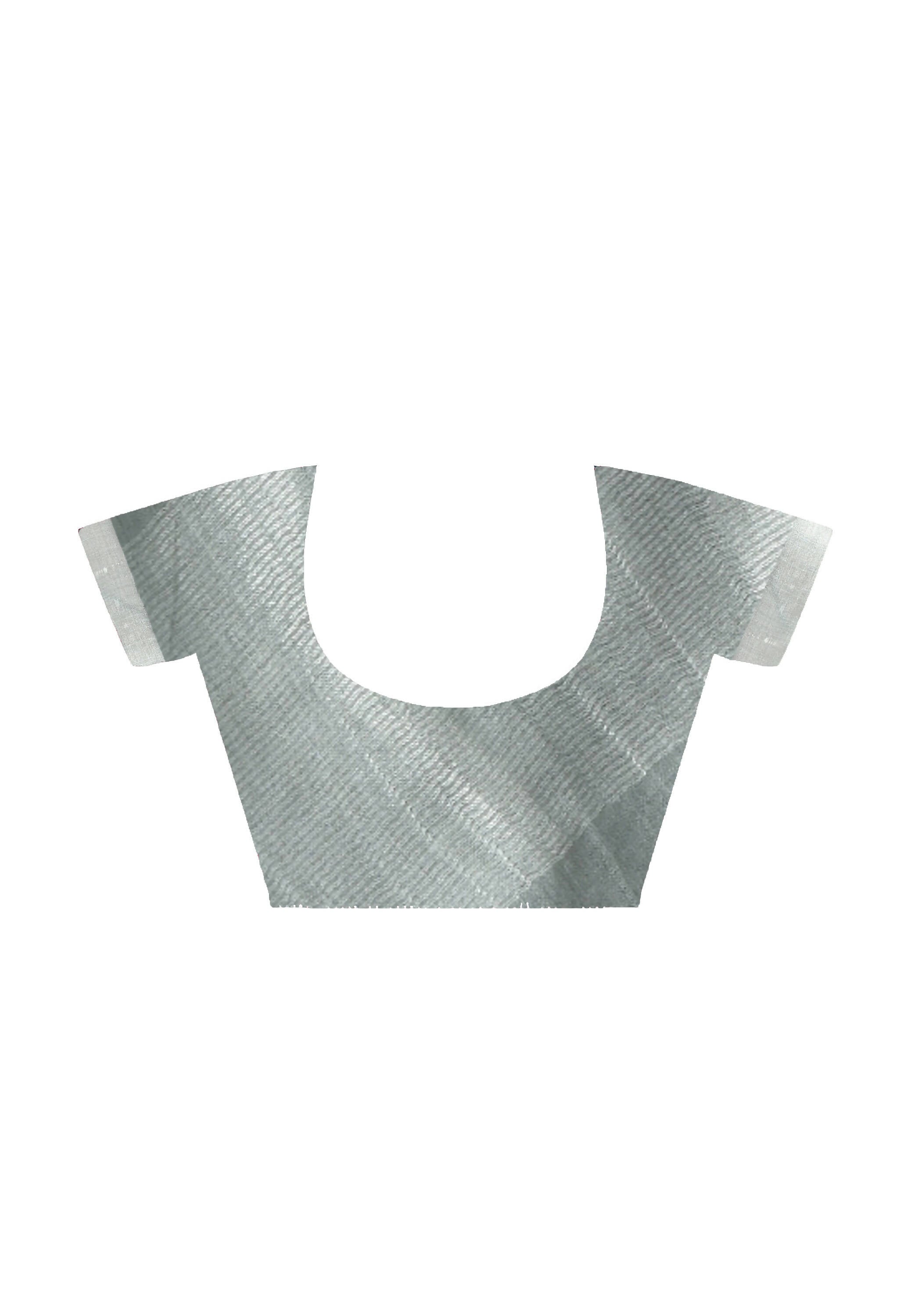 Mominos Fashion Moeza Gray Bhagalpuri Handloom Silk Linen Saree with unstitched Blouse piece | Grocsy