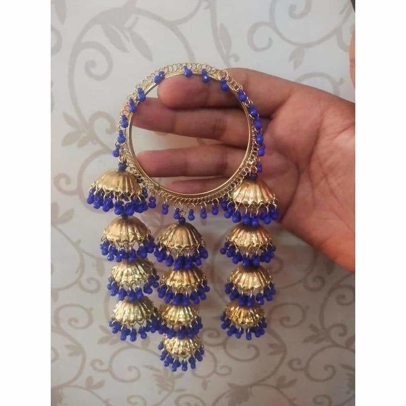 MS Fashion India Stylish And Trendy Latkan Blue Pearls Bangles | Grocsy