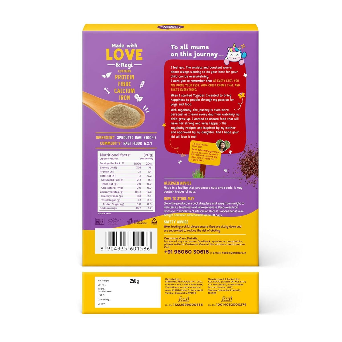 Yoga Bar Yogababy Sprouted Ragi Mix For Infants, Kids | Grocsy