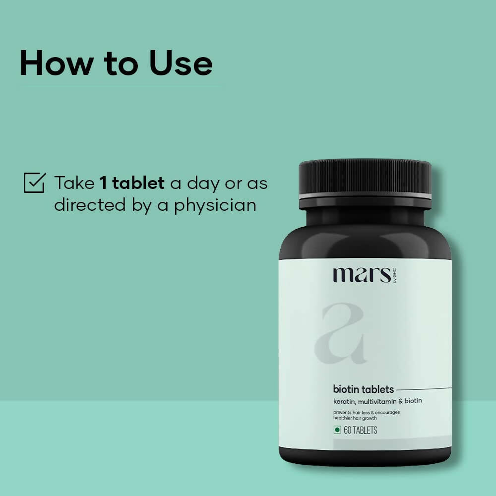 Mars By GHC Hair Biotin Tablets with Keratin, Amino Acids, Grape Seed | Grocsy