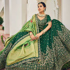 Green Heavy Viscose Khatli, Embroidery & Mirror Work Unstitched Lehenga Choli - Sisha Keshav | Grocsy