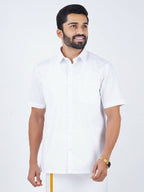 Ramraj Cotton Mens Half Sleeve Formal 100 % Cotton White Shirt | Grocsy
