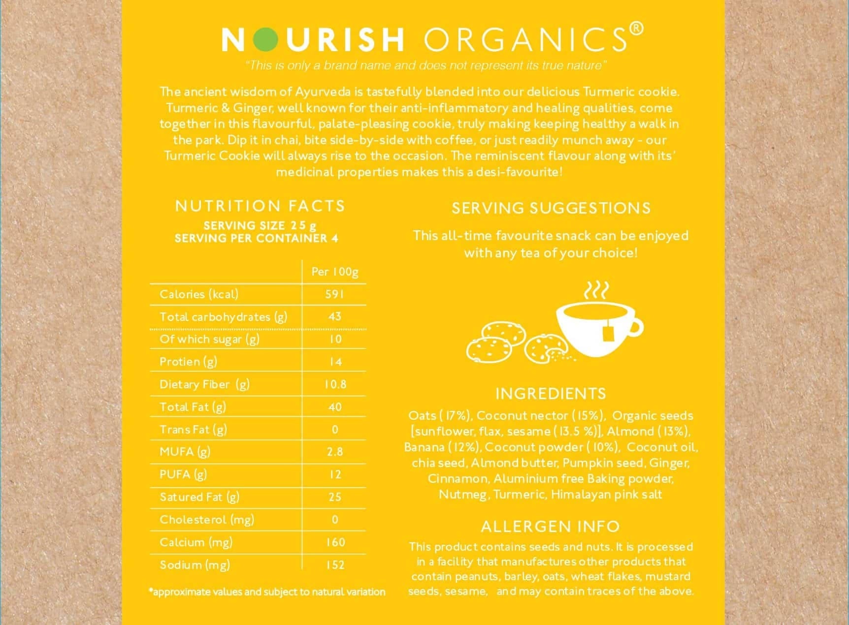 Nourish Organics Chia Turmeric Cookies | Grocsy