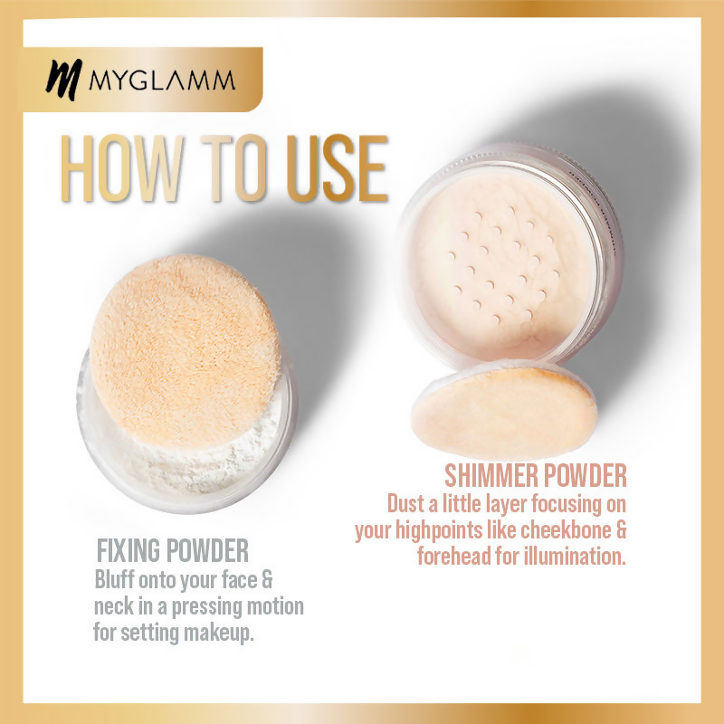 Myglamm Glow To Glamour Shimmer And Fixing Powder - Pearlescent Finish - Finesse | Grocsy