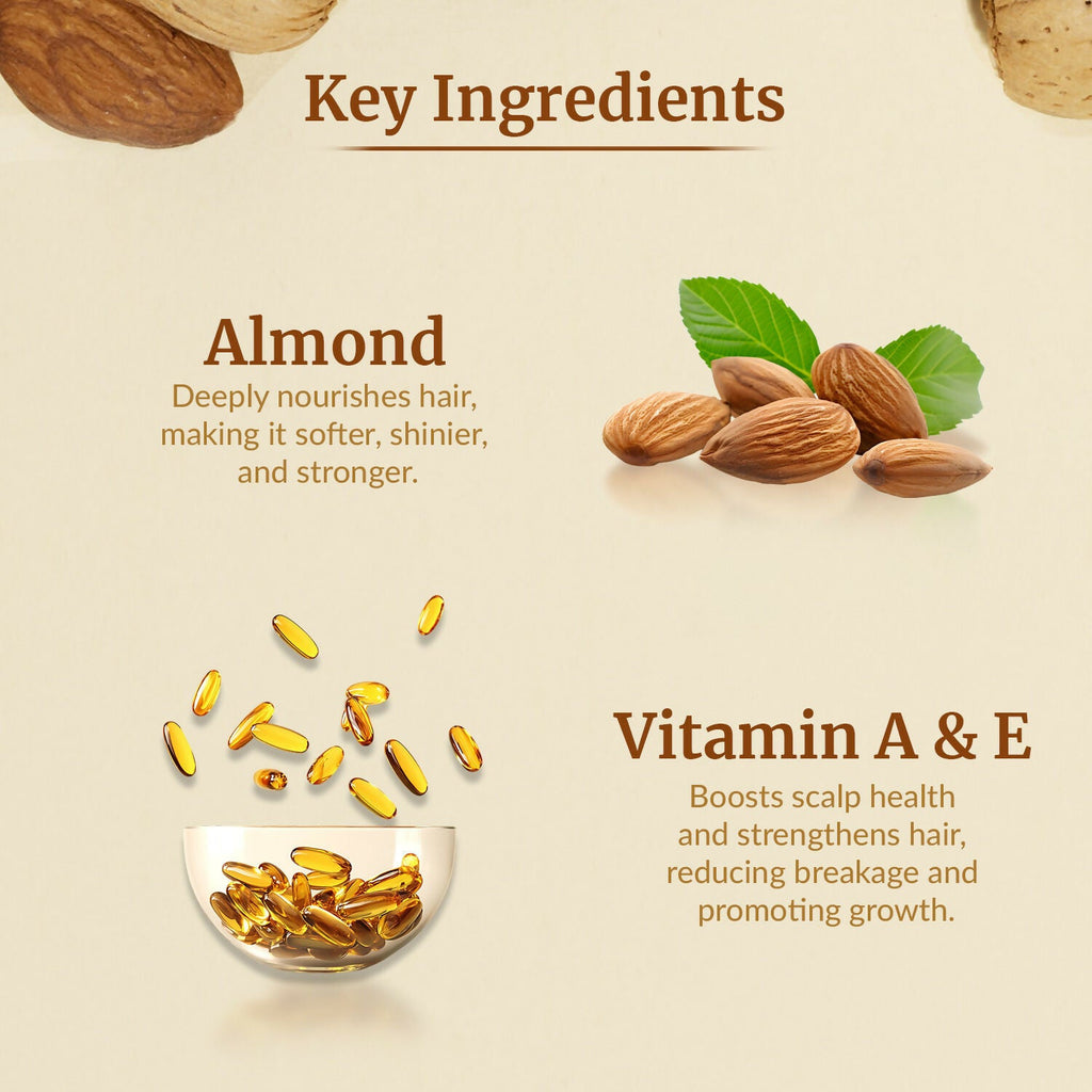 VI-JOHN Naturale Almond Enriched Hair Oil Soft & Shine With Vitamin A,E & F | Grocsy