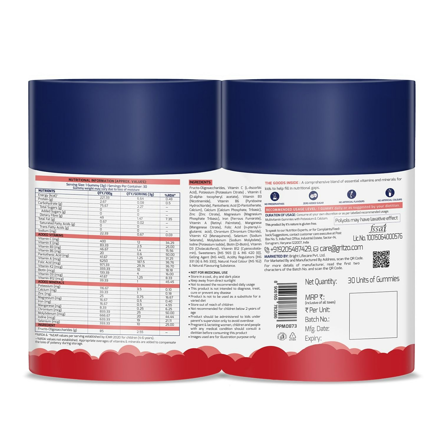 Gritzo SuperMilk Overall Growth (2-6y Boy & Girl) (Double Chocolate) with Super Gummies (Strawberry) | Grocsy