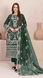 Anaita Green Faux Georgette Stitched Suit with Embroidery Work | Grocsy