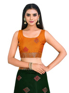 Mimosa Women's Kanchipuram Art Silk Green Saree | Grocsy