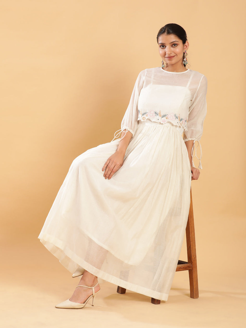 BohoJazz Bohemian Signature Dress with Embroidered Mul Top | Grocsy