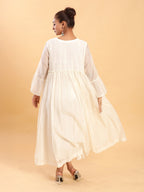 BohoJazz Bohemian Signature Layered Maxi Dress with Motif - White | Grocsy