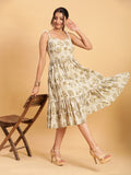 BohoJazz Handblock Boho Dress with Ornate Pearl Straps | Grocsy