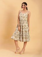 BohoJazz Handblock Boho Dress with Ornate Pearl Straps | Grocsy