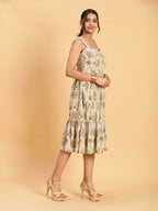 BohoJazz Handblock Boho Dress with Ornate Pearl Straps | Grocsy